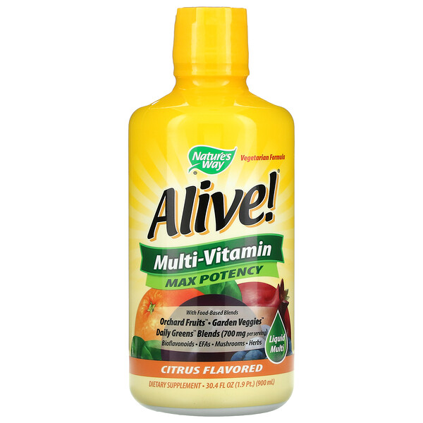 Nature's Way Alive! Liquid Multi-Vitamin Max Potency Citrus 30.4 fl oz (900 ml) 3 Mua Nature's Way Alive! Liquid Multi-Vitamin Max Potency Citrus 30.4 oz 900 ml giảm giá rẻ Hà nội TPHCM