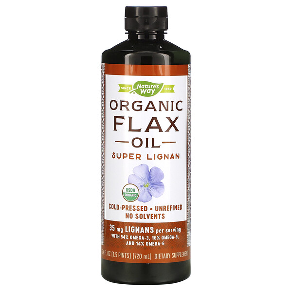 Nature's Way Organic Flax Oil Super Lignan 24 oz (720 ml) 3 nature s way organic flax oil super lignan 24 fl oz 720 ml 22525