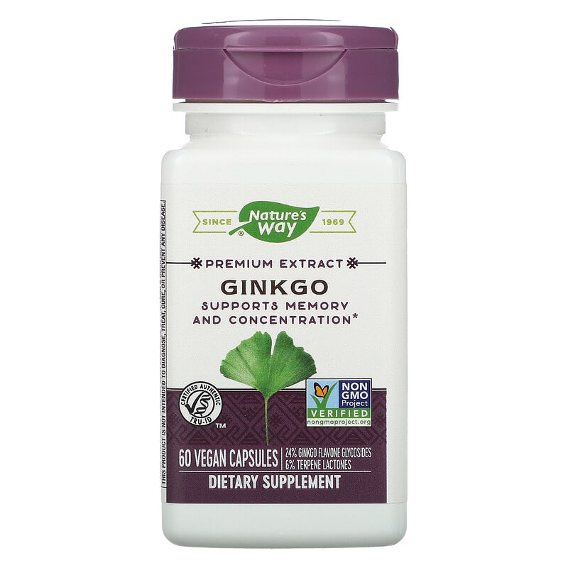 Nature's Way Premium Blend Ginkgo 60 Vegan Capsules 3 Nature's Way Premium Blend Ginkgo 60 Vegan Capsules 033674616000