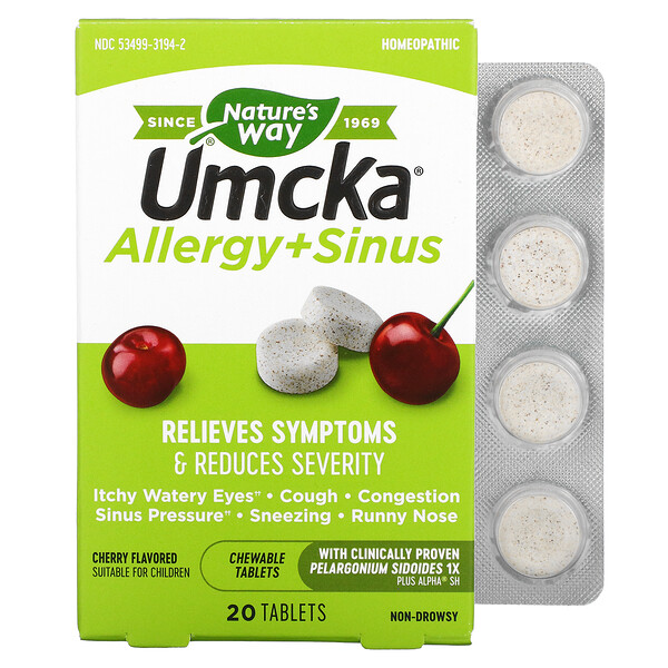 Nature's Way Umcka Allergy + Sinus Cherry 20 viên 6 nature s way umcka allergy sinus cherry 20 tablets 81329