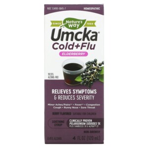 Nature's Way Umcka Cold+Flu Elderberry Soothing Syrup Berry 4 fl oz (120 ml) 033674158456