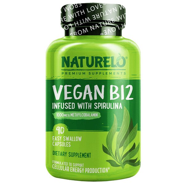 NATURELO Vegan B12 Infused with Spirulina 90 Easy Swallow viên 3 naturelo vegan b12 infused with spirulina 90 easy swallow capsules 108159