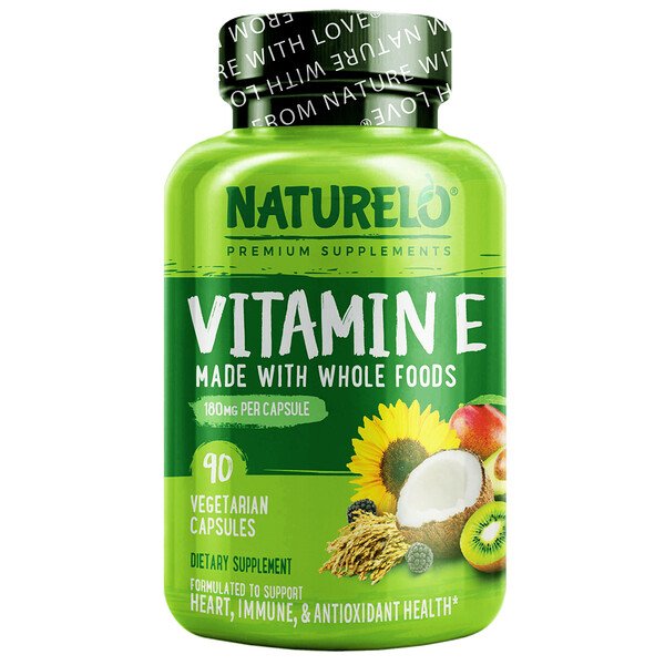 NATURELO Vitamin E Made with Whole Foods 180 mg 90 viên 3 naturelo vitamin e made with whole foods 180 mg 90 vegetarian capsules 108162