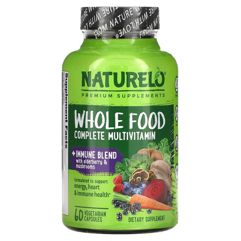 NATURELO Whole Food Complete Multivitamin + Immune Blend 60 Vegetarian Capsules 3 NATURELO Whole Food Complete Multivitamin + Immune Blend 60 Vegetarian Capsules 628110628695