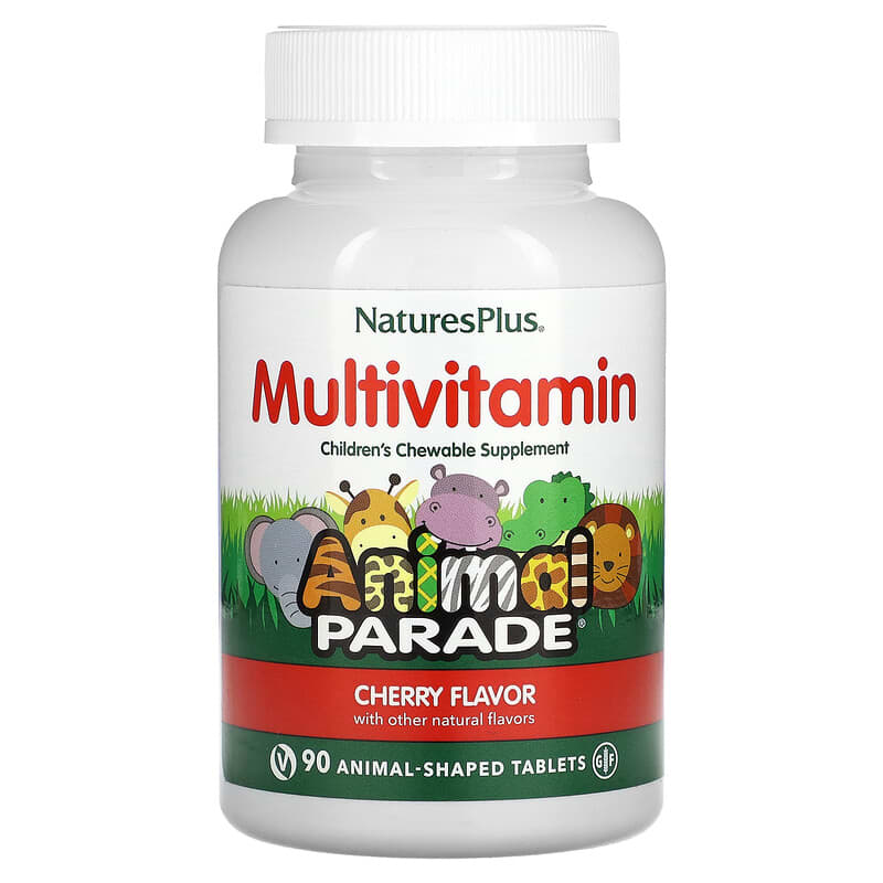 NaturesPlus Animal Parade Children's Chewable Multivitamin Supplement Cherry 90 Animal-Shaped Tablets 3 NaturesPlus Animal Parade Children's Chewable Multivitamin Supplement Cherry 90 Animal-Shaped Tablets 097467299702