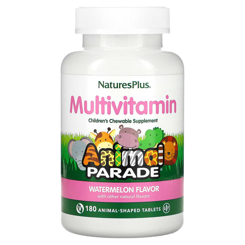 NaturesPlus Animal Parade Children's Chewable Supplement Watermelon 180 Animal-Shaped Tablets 3 NaturesPlus Animal Parade Children's Chewable Supplement Watermelon 180 Animal-Shaped Tablets 097467299931