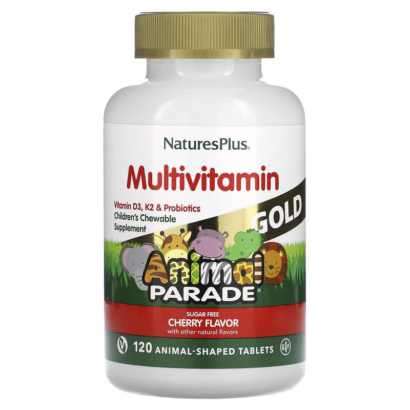 NaturesPlus Animal Parade Gold Children's Chewable Supplement Cherry 120 Animal-Shaped Tablets 3 NaturesPlus Animal Parade Gold Children's Chewable Supplement Cherry 120 Animal-Shaped Tablets 097467299320