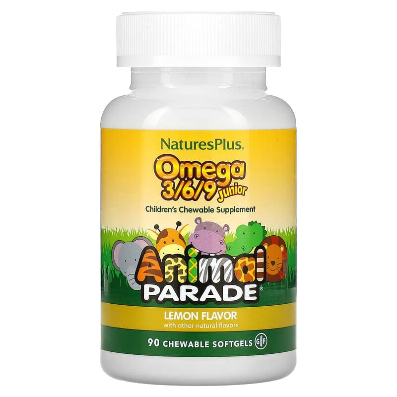NaturesPlus Animal Parade Omega 3/6/9 Junior Lemon 90 Chewable Softgels 3 NaturesPlus Animal Parade Omega 3/6/9 Junior Lemon 90 Chewable Softgels 097467299948