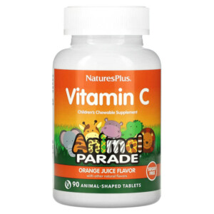 NaturesPlus Animal Parade Vitamin C Children's Chewable Supplement Orange Juice Sugar Free 90 Animal-Shaped Tablets 097467299221