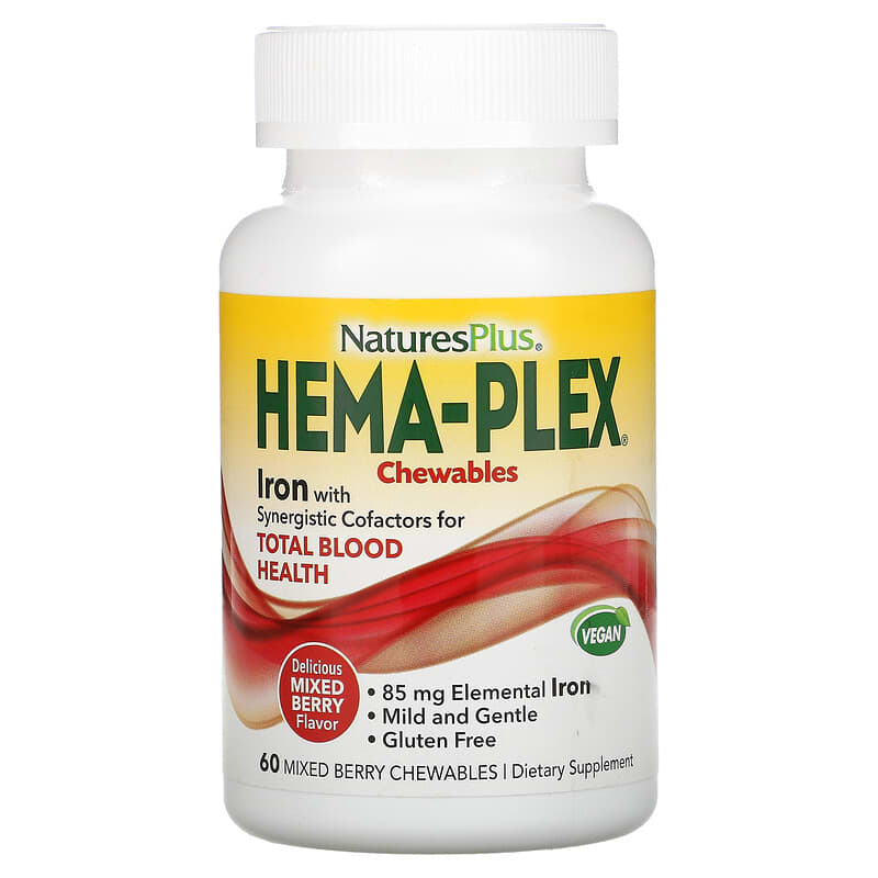 NaturesPlus Hema-Plex Mixed Berry 60 Chewables 3 NaturesPlus Hema-Plex Mixed Berry 60 Chewables 097467037687