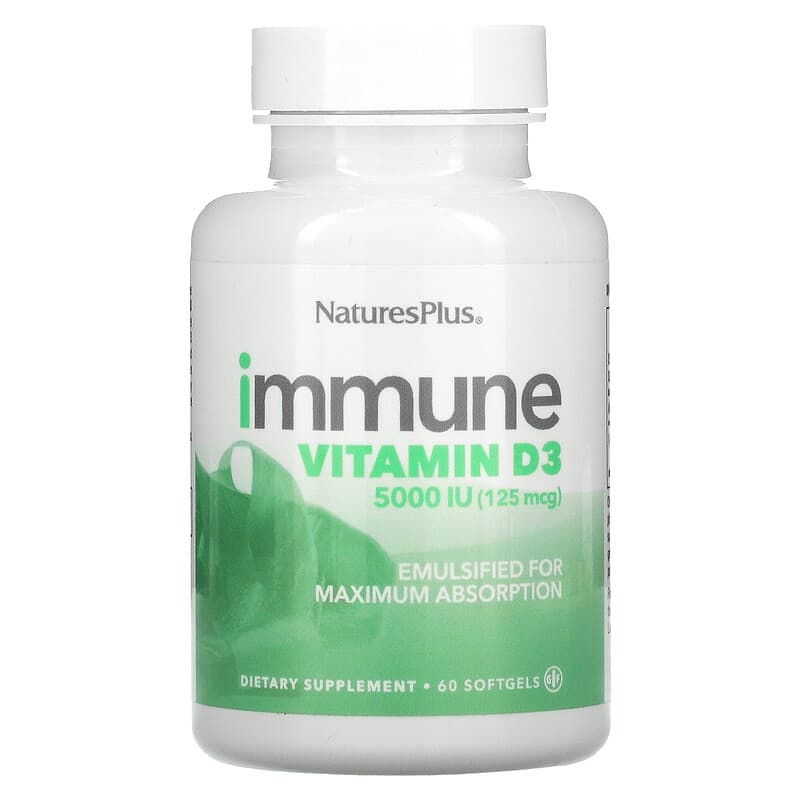 NaturesPlus Immune Vitamin D3 125 mcg (5.000 IU) 60 Softgels 3 NaturesPlus Immune Vitamin D3 125 mcg (5.000 IU) 60 Softgels 097467410046