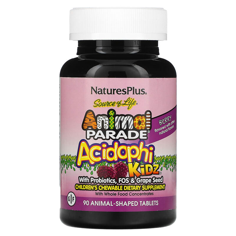NaturesPlus Source of Life Animal Parade AcidophiKidz Children's Chewable Berry 90 Animal-Shaped Tablets 3 NaturesPlus Source of Life Animal Parade AcidophiKidz Children's Chewable Berry 90 Animal-Shaped Tablets 097467299696