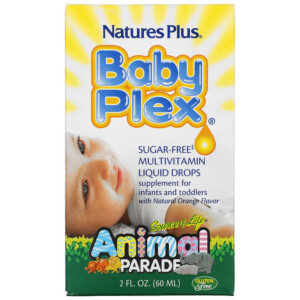 NaturesPlus Source of Life Animal Parade Baby Plex Sugar Free Multivitamin Liquid Drops Natural Orange Flavor 2 fl oz (60 ml) 097467299887