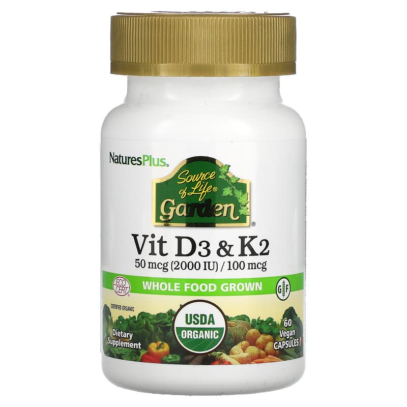 NaturesPlus Source of Life Garden Vit D3 & K2 60 Vegan Capsules 3 NaturesPlus Source of Life Garden Vit D3 & K2 60 Vegan Capsules 097467307407