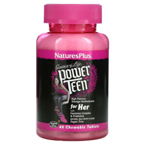 NaturesPlus Source of Life Power Teen For Her Sugar Free Natural Wild Berry 60 Chewable Tablets 097467300040