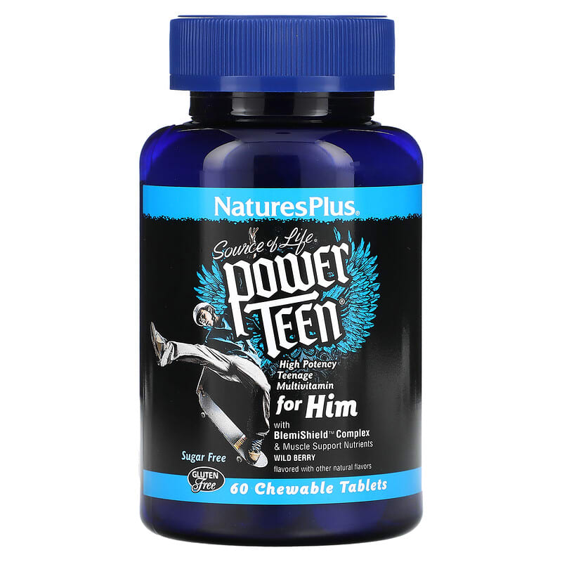 NaturesPlus Source of Life Power Teen for Him Wild Berry 60 Chewable Tablets 3 NaturesPlus Source of Life Power Teen for Him Wild Berry 60 Chewable Tablets 097467300026