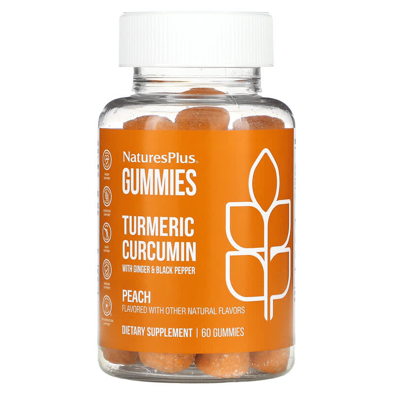 NaturesPlus Turmeric Curcumin With Ginger & Black Pepper Peach 60 Gummies 3 NaturesPlus Turmeric Curcumin With Ginger & Black Pepper Peach 60 Gummies 097467046948