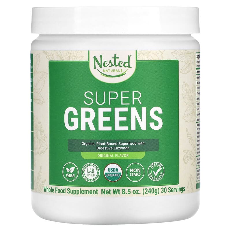 Nested Naturals Super Greens Original 8.5 oz (240 g) 3 Nested Naturals Super Greens Original 8.5 oz (240 g) 852446007088