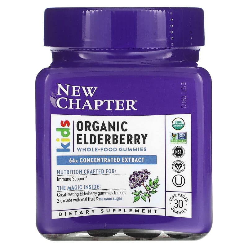 New Chapter Kids Organic Elderberry Whole-Food Gummies Ages 2+ 30 Vegan Gummies 3 New Chapter Kids Organic Elderberry Whole-Food Gummies Ages 2+ 30 Vegan Gummies 727783903099