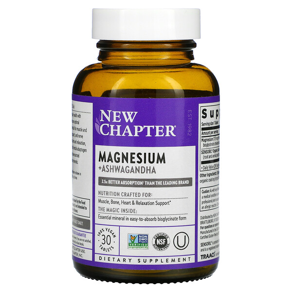 New Chapter Magnesium + Ashwagandha 30 viên 3 new chapter magnesium ashwagandha 30 vegan tablets 102264