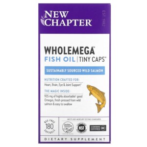 New Chapter Wholemega Fish Oil Tiny Caps 180 Softgels 727783901774