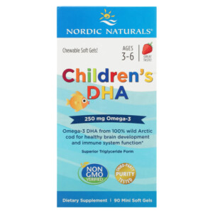 Nordic Naturals Children's DHA Ages 3-6 Strawberry 90 Mini Soft Gels 768990017100