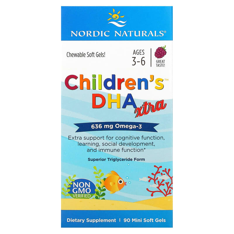 Nordic Naturals Children's DHA Xtra Ages 3-6 Berry 636 mg 90 Mini Soft Gels 6 nordic naturals children s dha xtra ages 3 6 berry 636 mg 90 mini soft gels 80205