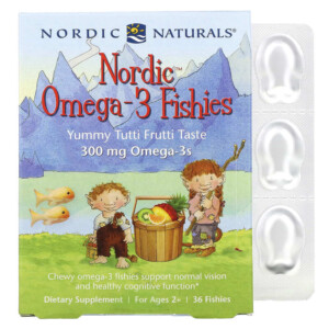 Nordic Naturals Nordic Omega-3 Fishies For Ages 2+ Yummy Tutti Frutti Taste 300 mg 36 Fishies 768990311307