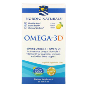 Mua Nordic Naturals Omega-3D Lemon 1000 mg 60 Soft Gels giảm giá rẻ Hà nội TPHCM