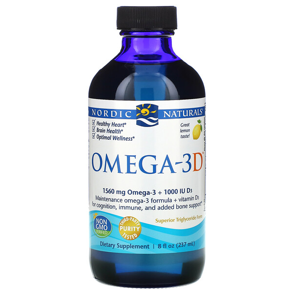 Nordic Naturals Omega-3D Lemon 8 oz (237 ml) 3 nordic naturals omega 3d lemon 8 fl oz 237 ml 23066