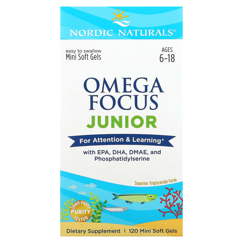 Nordic Naturals Omega Focus Junior Ages 6-18 120 Mini Soft Gels 3 Nordic Naturals Omega Focus Junior Ages 6-18 120 Mini Soft Gels 768990027857