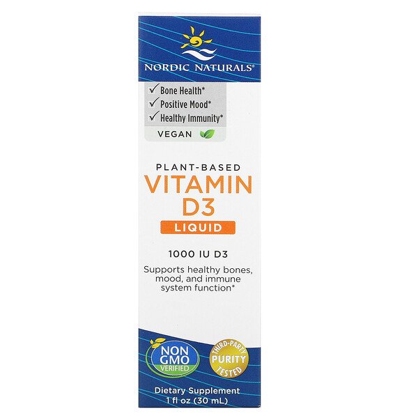 Nordic Naturals Plant-Based Vitamin D3 Liquid 1,000 IU 1 oz (30 ml) 3 nordic naturals plant based vitamin d3 liquid 1 000 iu 1 fl oz 30 ml 46272