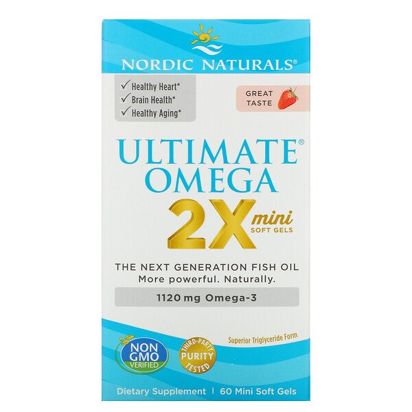 Nordic Naturals Ultimate Omega 2X Strawberry 1,120 mg 60 Mini Soft Gels 3 nordic naturals ultimate omega 2x strawberry 1 120 mg 60 mini soft gels 22346