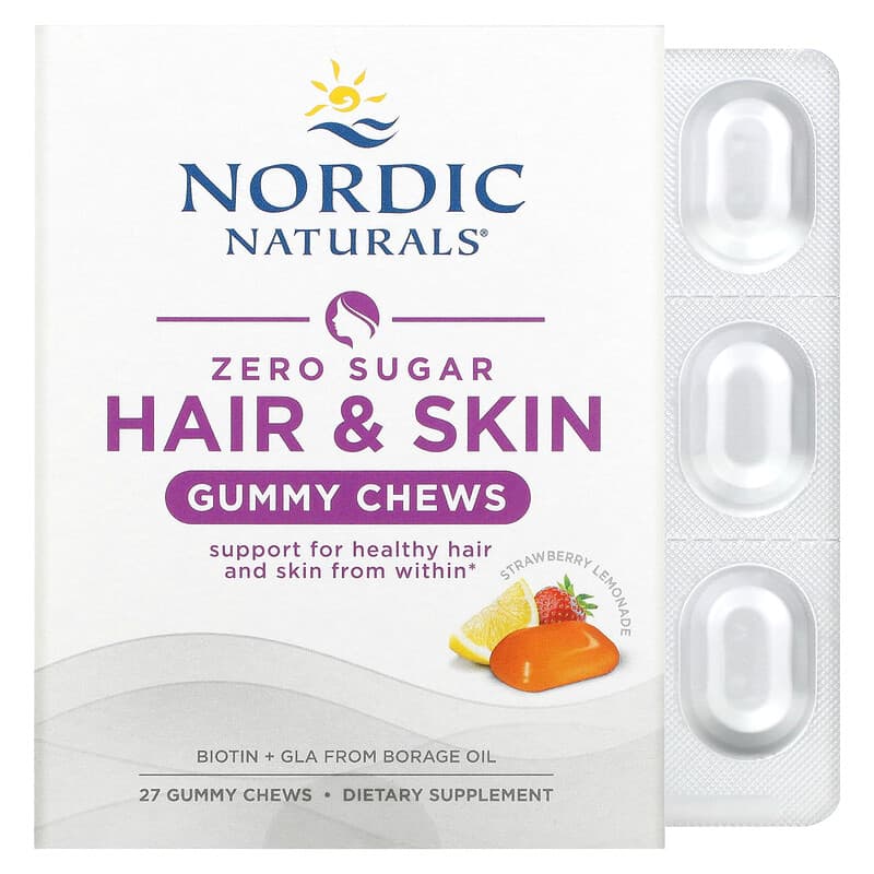 Nordic Naturals Zero Sugar Hair & Skin Gummy Chews Strawberry Lemonade 27 Gummy Chews 3 Nordic Naturals Zero Sugar Hair & Skin Gummy Chews Strawberry Lemonade 27 Gummy Chews 768990016660