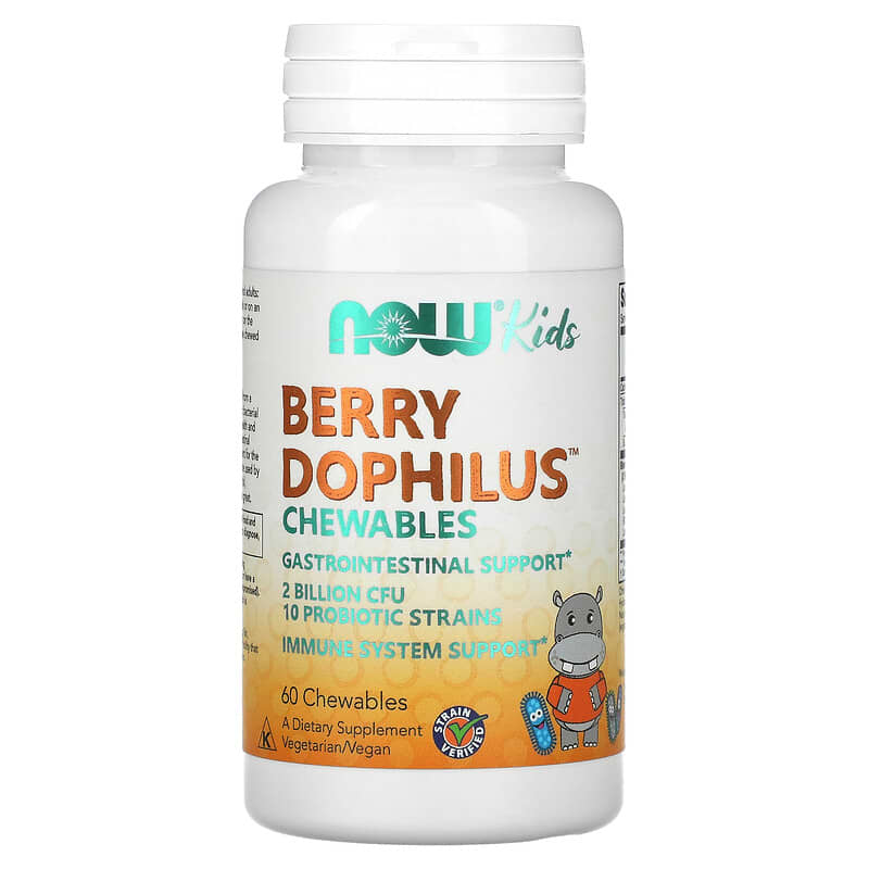 NOW Foods Berry Dophilus Kids 2 Billion 60 Chewables 3 NOW Foods Berry Dophilus Kids 2 Billion 60 Chewables 733739029362