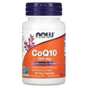 NOW Foods CoQ10 100 mg 30 Veg Capsules 733739032102