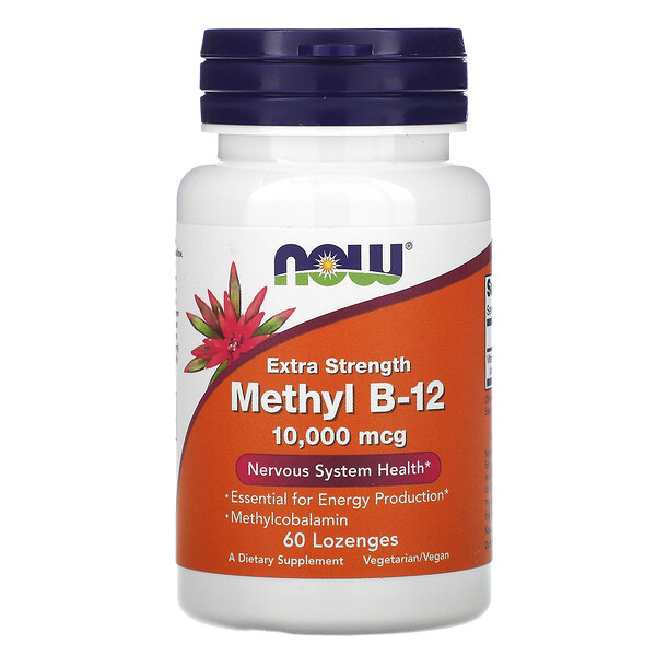 Now Foods Extra Strength Methyl B-12 10,000 mcg 60 Lozenges 3 now foods extra strength methyl b 12 10 000 mcg 60 lozenges 47915