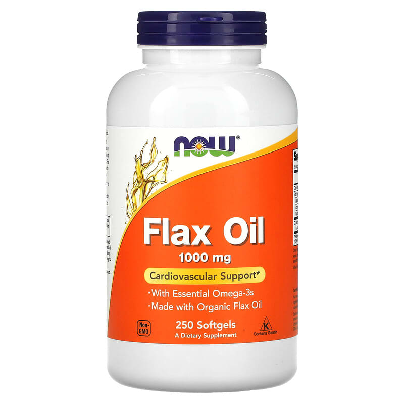 NOW Foods Flax Oil with Essential Omega-3's 1.000 mg 250 Softgels 3 NOW Foods Flax Oil with Essential Omega-3's 1.000 mg 250 Softgels 733739017727