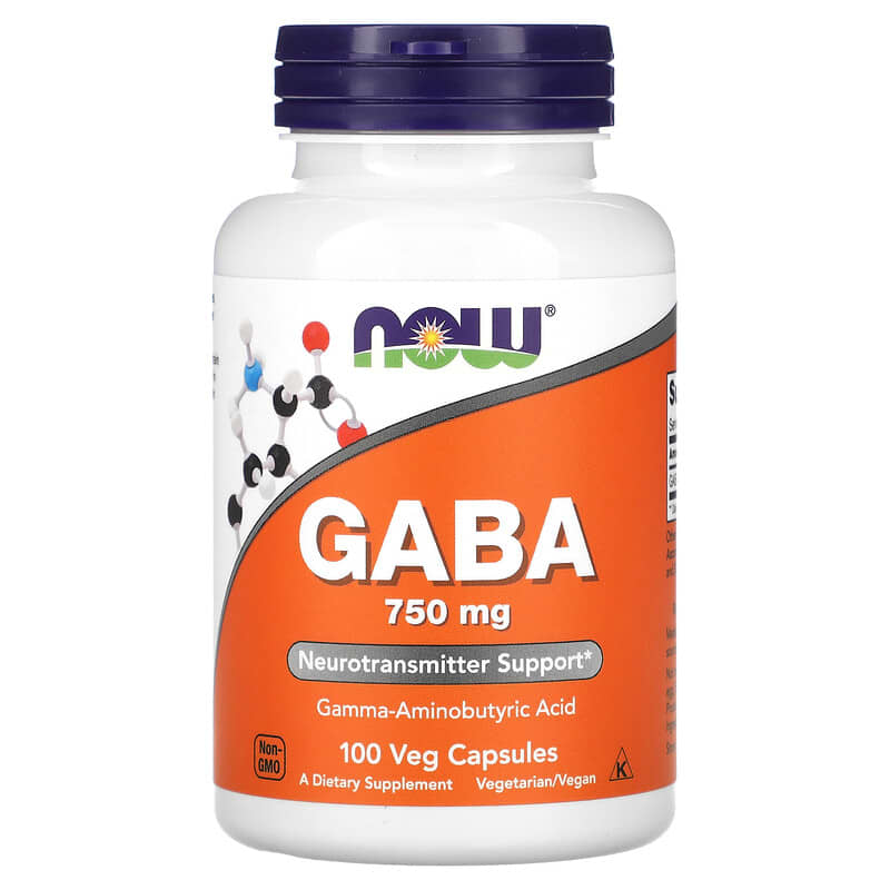 NOW Foods GABA 750 mg 100 Veg Capsules 3 NOW Foods GABA 750 mg 100 Veg Capsules 733739000897