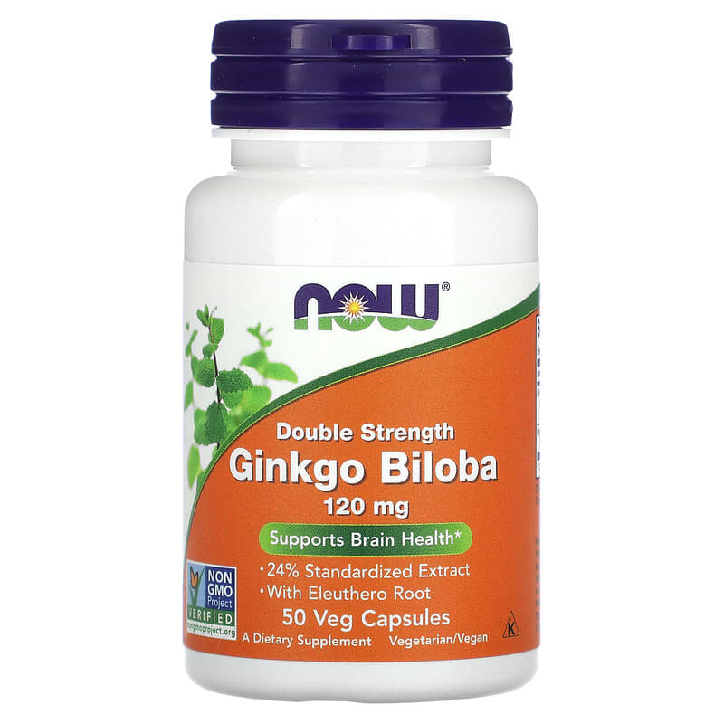 NOW Foods Ginkgo Biloba Double Strength 120 mg 50 Veg Capsules 3 NOW Foods Ginkgo Biloba Double Strength 120 mg 50 Veg Capsules 733739046826