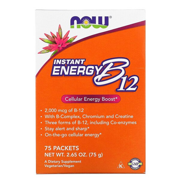 NOW Foods Instant Energy B12 2.000 mcg 75 Packets 0.035 oz (1 g) Each 2 Mua Now Foods Instant Energy B12 2