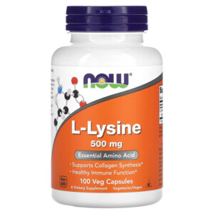 NOW Foods L-Lysine 500 mg 100 Veg Capsules 733739001108