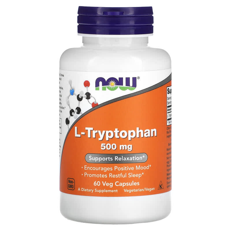 NOW Foods L-Tryptophan 500 mg 60 Veg Capsules 3 NOW Foods L-Tryptophan 500 mg 60 Veg Capsules 733739001665