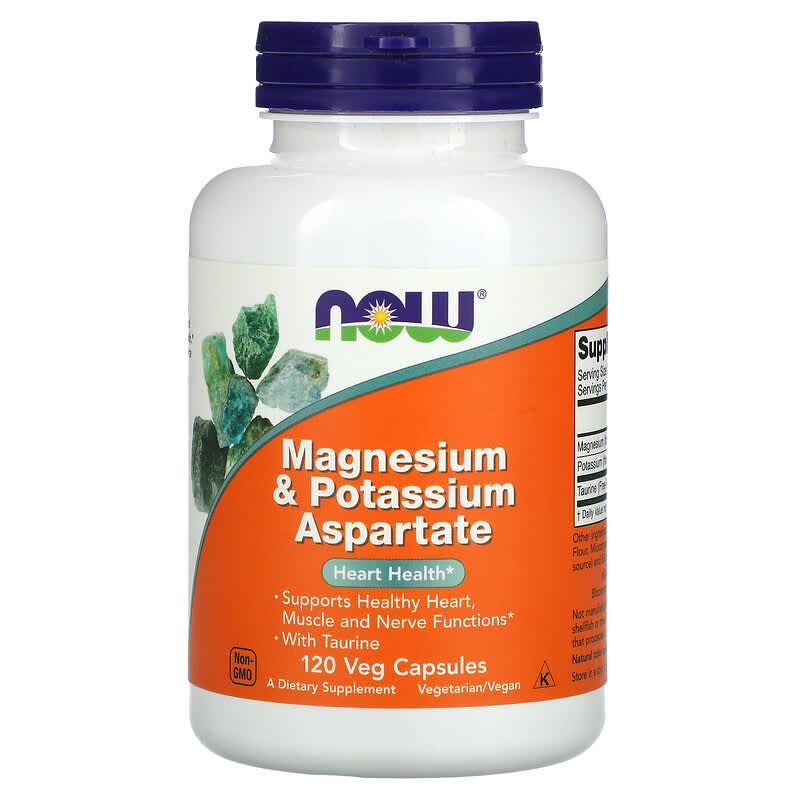 NOW Foods Magnesium & Potassium Aspartate 120 Veg Capsules 3 NOW Foods Magnesium & Potassium Aspartate 120 Veg Capsules 733739013200
