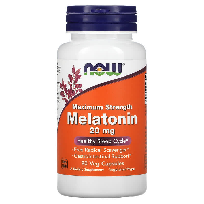 NOW Foods Maximum Strength Melatonin 20 mg 90 Veg Capsules 3 NOW Foods Maximum Strength Melatonin 20 mg 90 Veg Capsules 733739035585