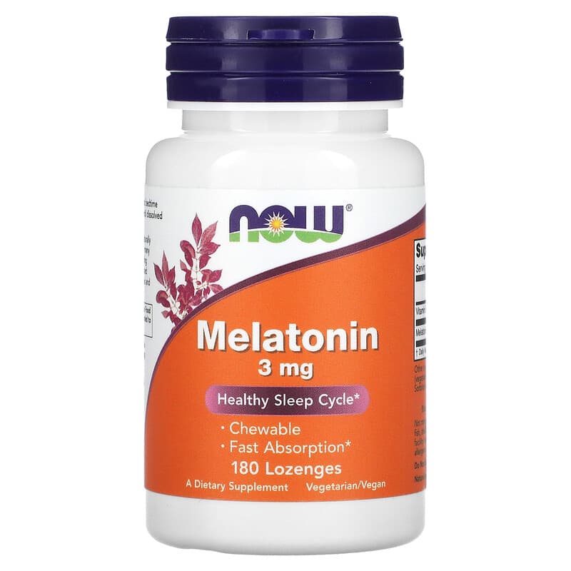 NOW Foods Melatonin 3 mg 180 Lozenges 3 NOW Foods Melatonin 3 mg 180 Lozenges 733739032591