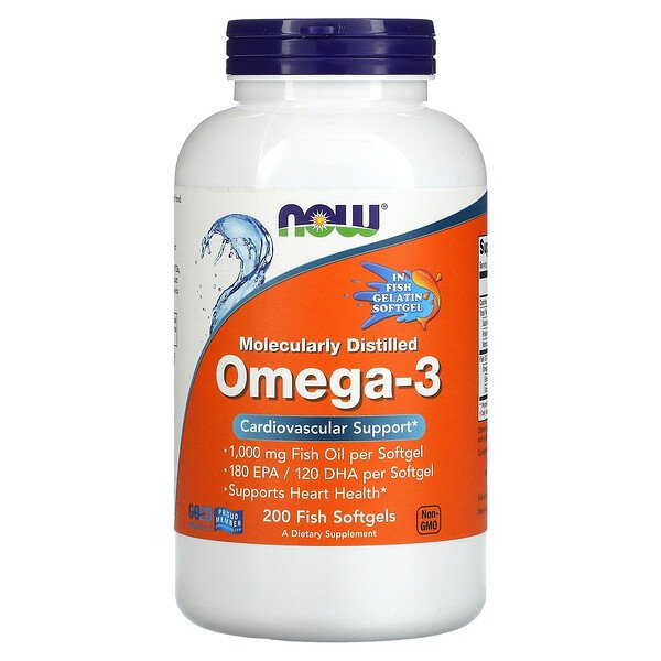 Now Foods Molecularly Distilled Omega-3 200 Fish Softgels 3 now foods molecularly distilled omega 3 200 fish softgels 96435