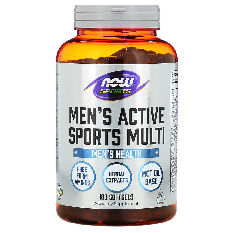NOW Foods Sports Men's Active Sports Multi 180 Softgels 3 NOW Foods Sports Men's Active Sports Multi 180 Softgels 733739038913