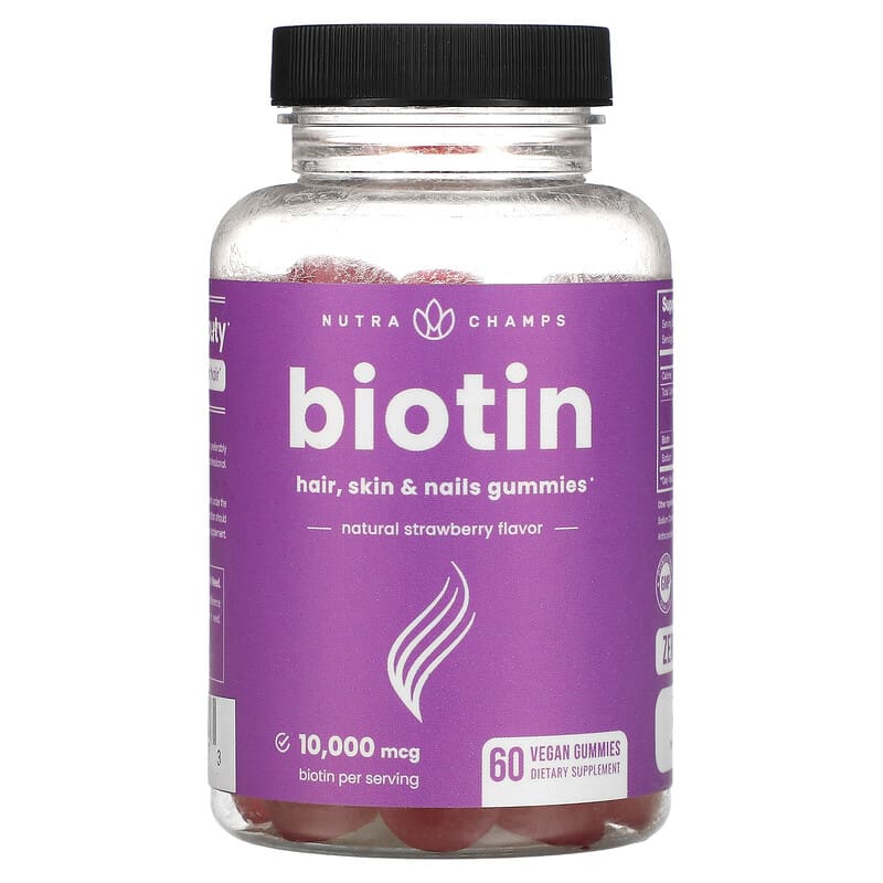 NutraChamps Biotin Gummies Natural Strawberry 5.000 mcg 60 Vegan Gummies 3 NutraChamps Biotin Gummies Natural Strawberry 5.000 mcg 60 Vegan Gummies 621983990173