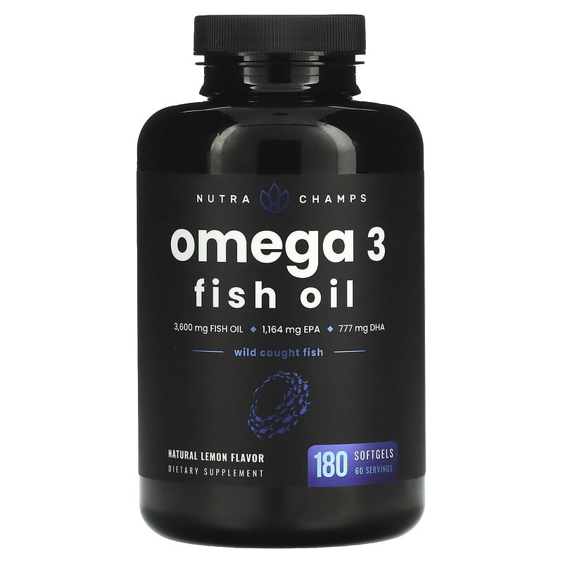 NutraChamps Omega 3 Fish Oil Natural Lemon 1.200 mg 180 Softgels 3 NutraChamps Omega 3 Fish Oil Natural Lemon 1.200 mg 180 Softgels 621983999800